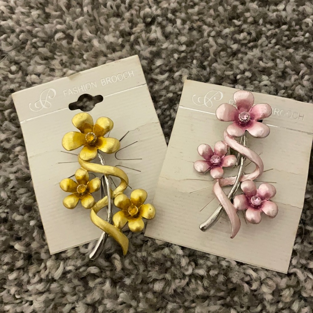 Two Flower Brooches